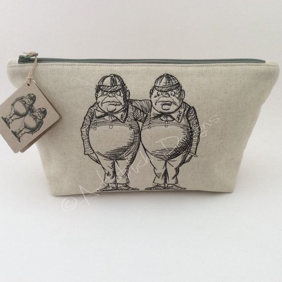 Tweedledum and Tweedledee Cosmetic Bag, Pencil Case, Storage Bag - can be personalised