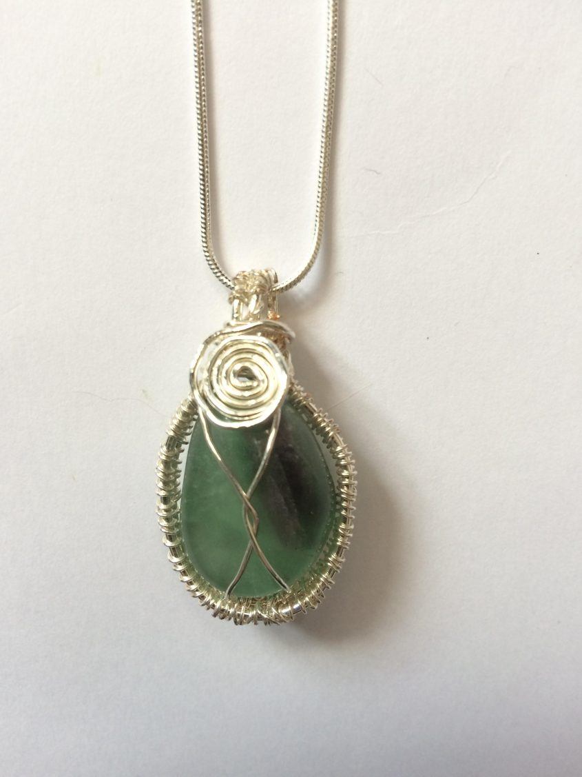 WireWrapped Green Flourite Crystal necklace Intuition - Conscious Crafties