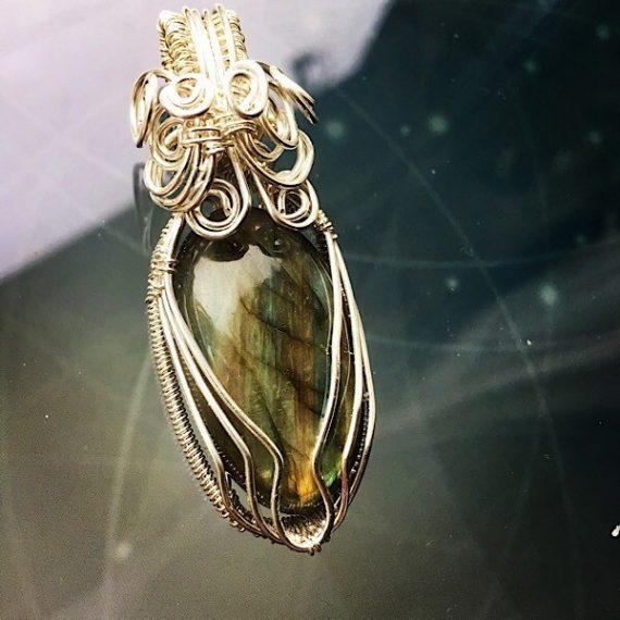 Sterling silver wire wrapped labradorite pendant - Conscious Crafties