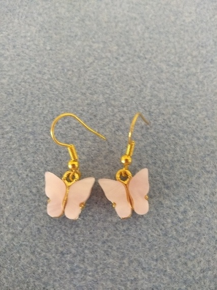 light pink butterfly drop earrings B2 - Conscious Crafties