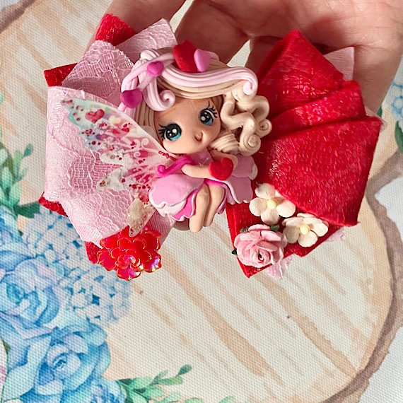 Valentines fairy hair bow for girls Cute hair clip Fairycore